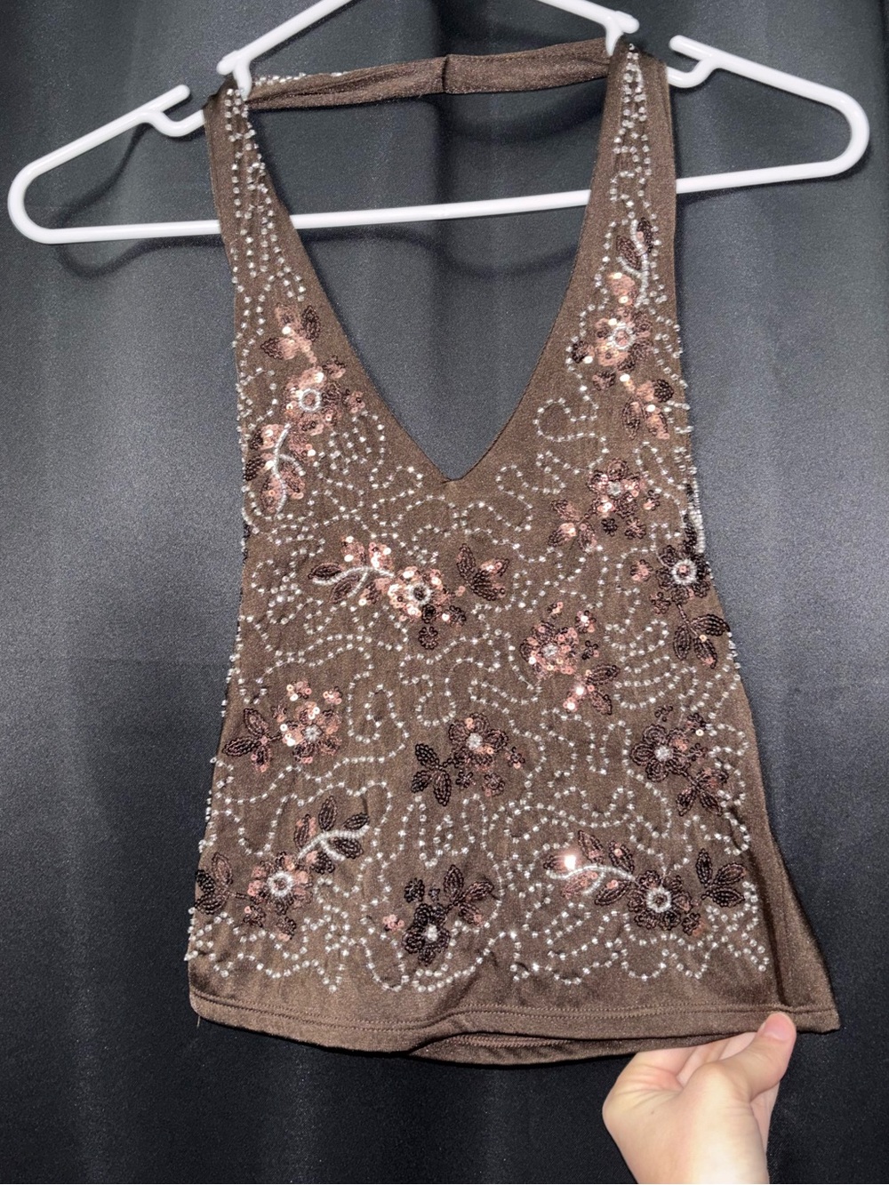 Shimmer V Neck Halter Top